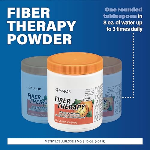Miniatura 2 de MAJOR Fiber Therapy - Polvo de metilcelulosa, fácil de mezclar, sin textura arenosa, fibra soluble, ayuda a controlar la regularidad, sabor naranja,