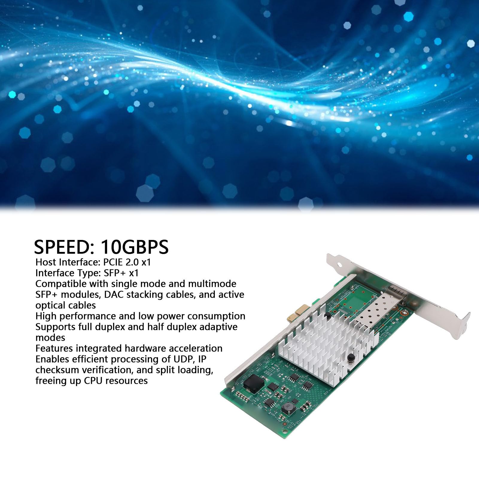 Fabater Adattatore Ethernet PCI E da 10 GB Scheda di Rete in Fibra Durevole per Server E Data Center