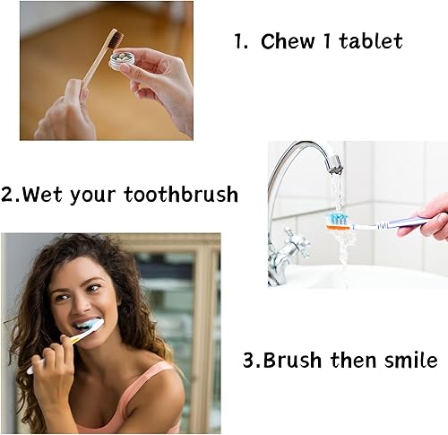 Miniatura 7 de 90 tabletas de pasta de dientes en tubo de vidrio de repuestoreciclaje - Para viajes y uso diario en la oficina en casa - Nano hidroxiapatita, sin