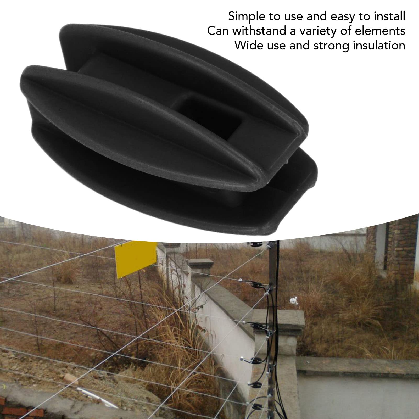 100 Piezas de Aislador de Valla Eléctrica, Resistencia a la Intemperie Contra la Lluvia, Aislador de Valla Electrónica de Pulso para Exteriores de Jardín(Negro)