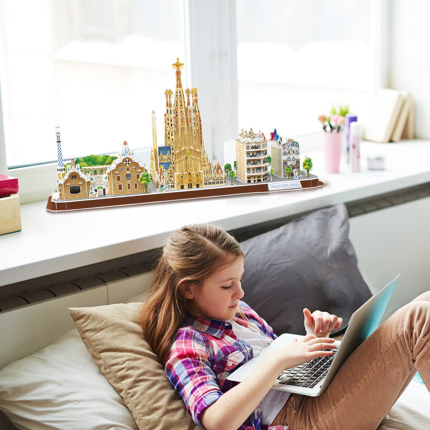 Puzzle 3D - Barcelona Cityline | Puzzle 3D Niños Y Adultos | Maquetas para Montar Y Construir | Puzzles 3D | Maquetas para Construir Adultos Y Niños | 186 Piezas | Regalo Niño 8 Años