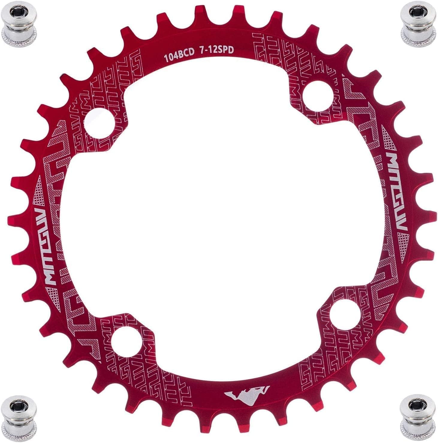 YBEKI 7075-T6 Aluminum Narrow-Wide Chainring (32T/34T/36T/38T) - 104BCD CNC Machined MTB/Road Bike Chainwheel