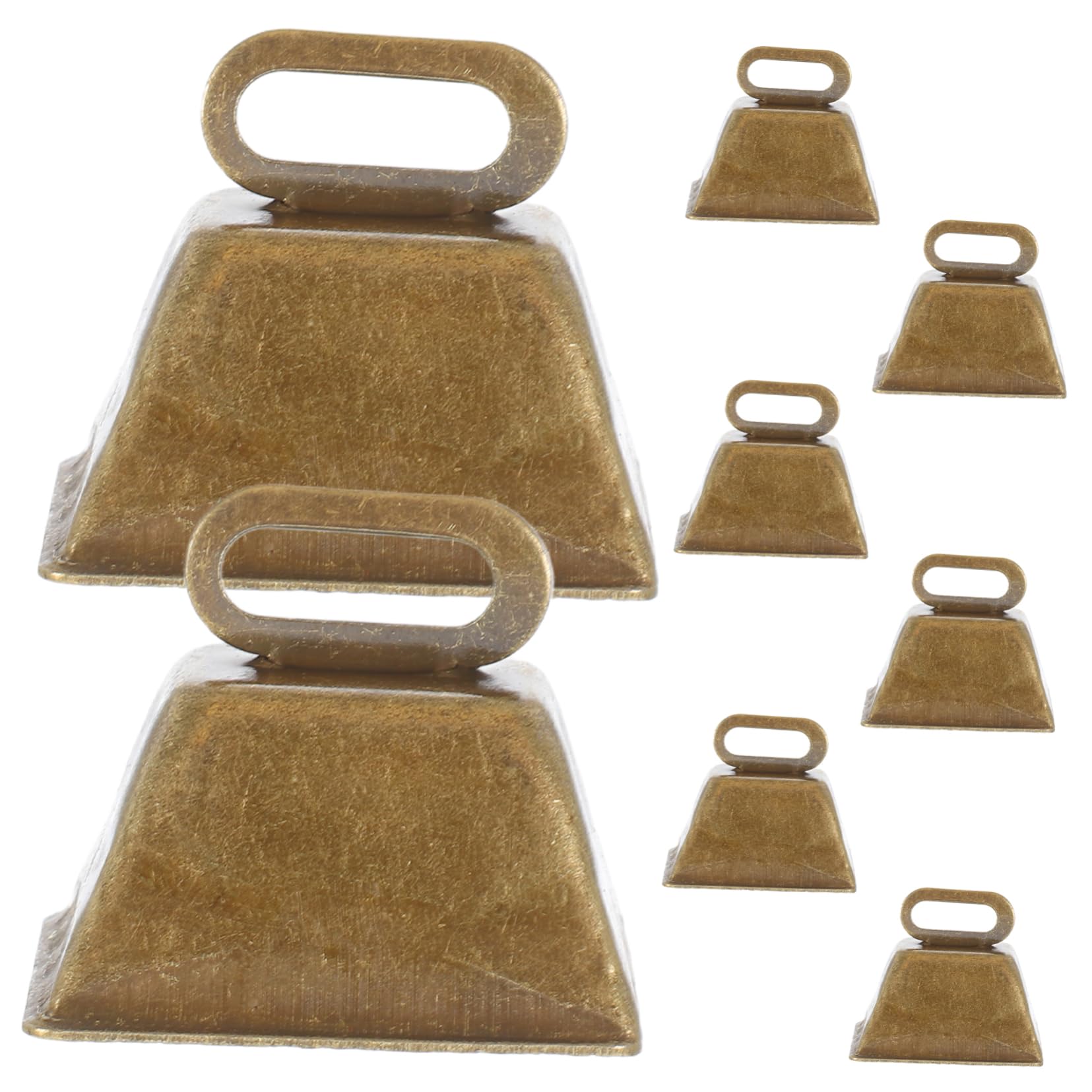 KONTONTY 8pcs Vintage Cowbell Collar Bell Rustic Christmas Bells Small Cowbell Pet Door Ring Bell Vintage Bell Pendant Cow Bells for Sporting Events Hanging Christmas Bells Craft Bells Iron