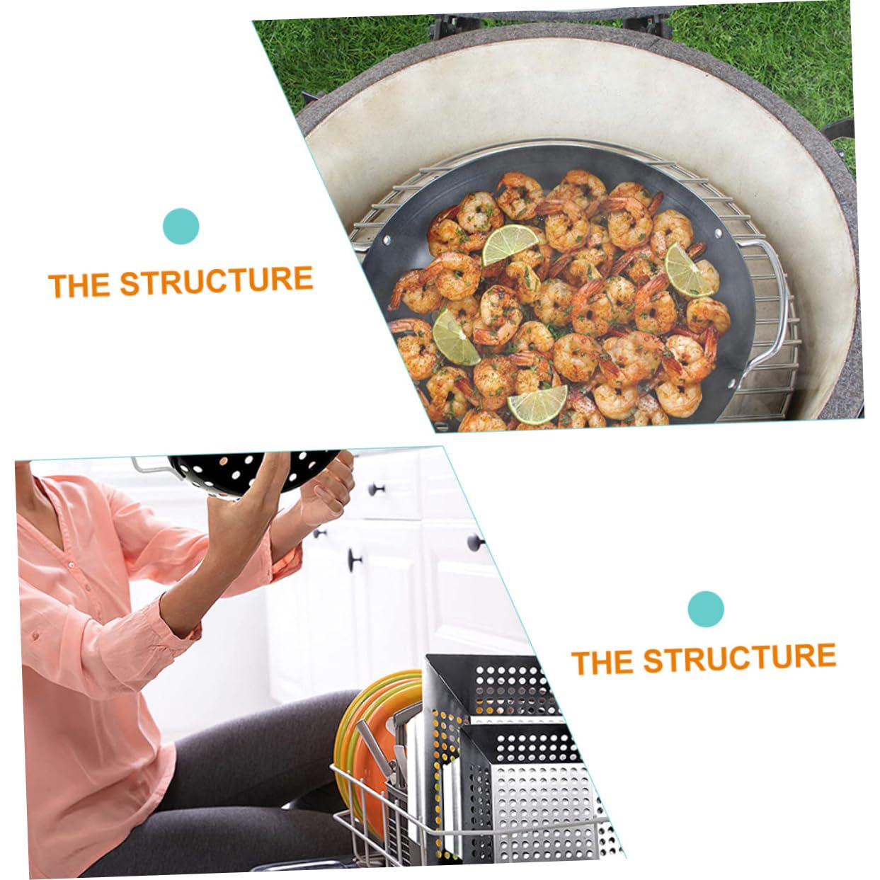 Wok Grill Multifunzione Per Grigliare Le Verdure Antiaderente, Comodo Cestino Per Barbecue e Forniture Per Grigliate, Adatto Per Uso Domestico e Ristoranti