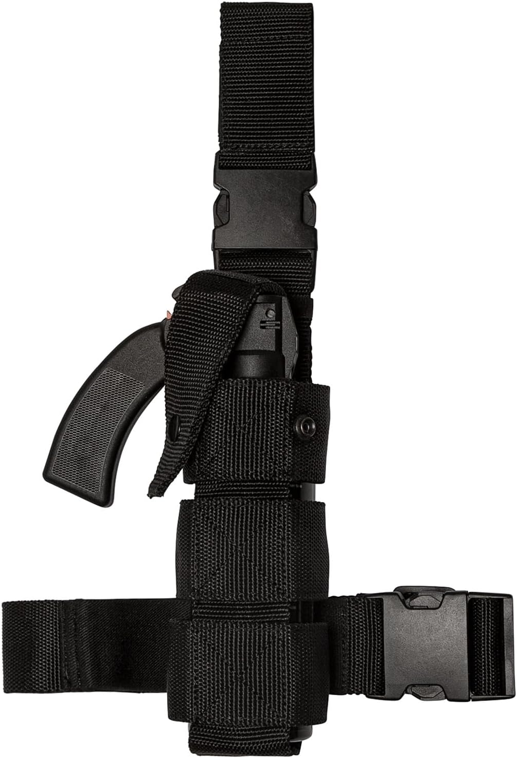 Police Magnum Heavy Duty Drop Leg Holster Pepper Spray- Left & Right Leg Universal Fit with Large 16oz Pepper Spray Pistol Grip Fogger Holster Combo