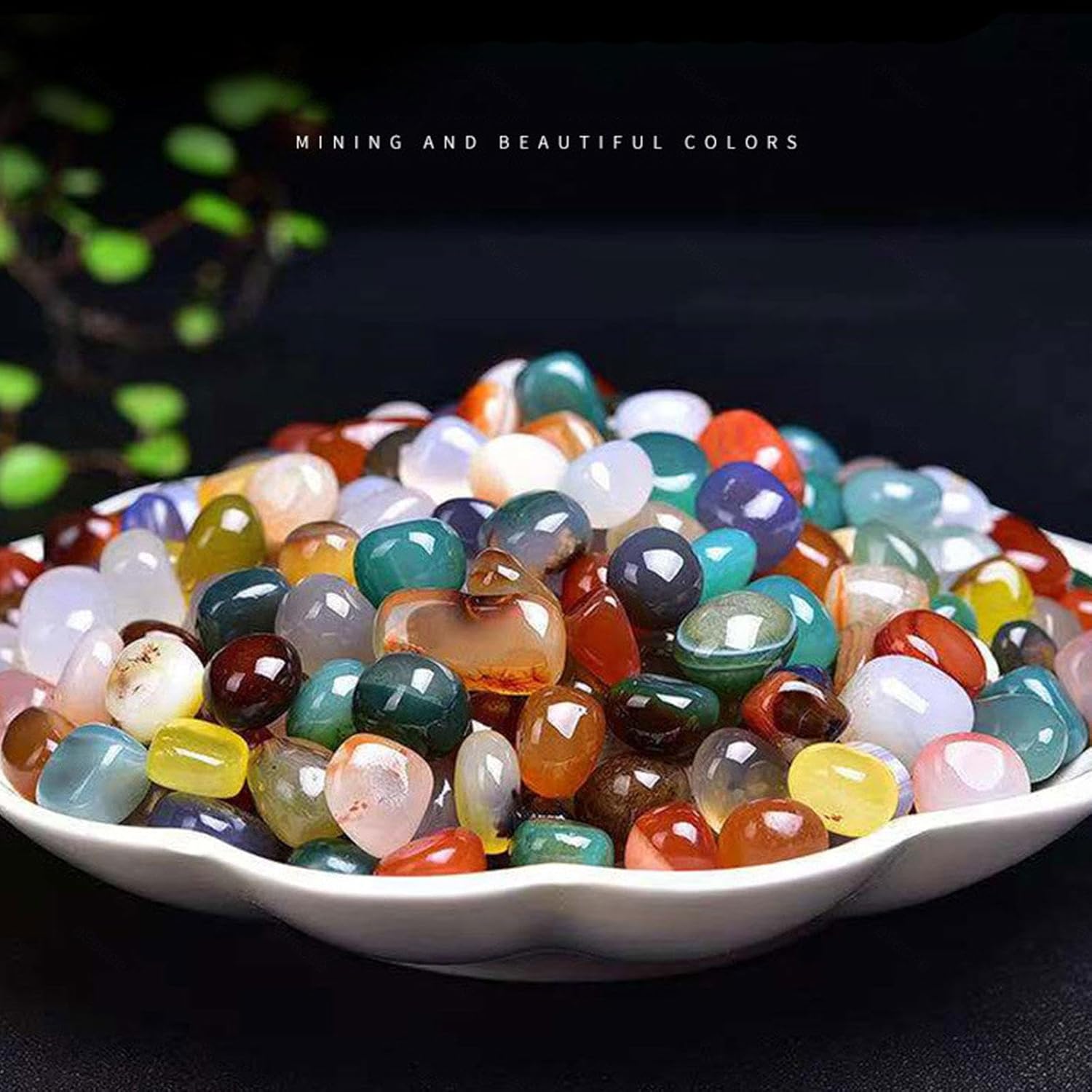 1lb Bulk Natural Multicolor Agate Crystal Tumbled Chips Crushed Crystal - Irregular Shaped Polishing Gemstones Specimen - Fountain Rocks - Decoration - Wicca & Reiki Crystal Healing,15-20mm