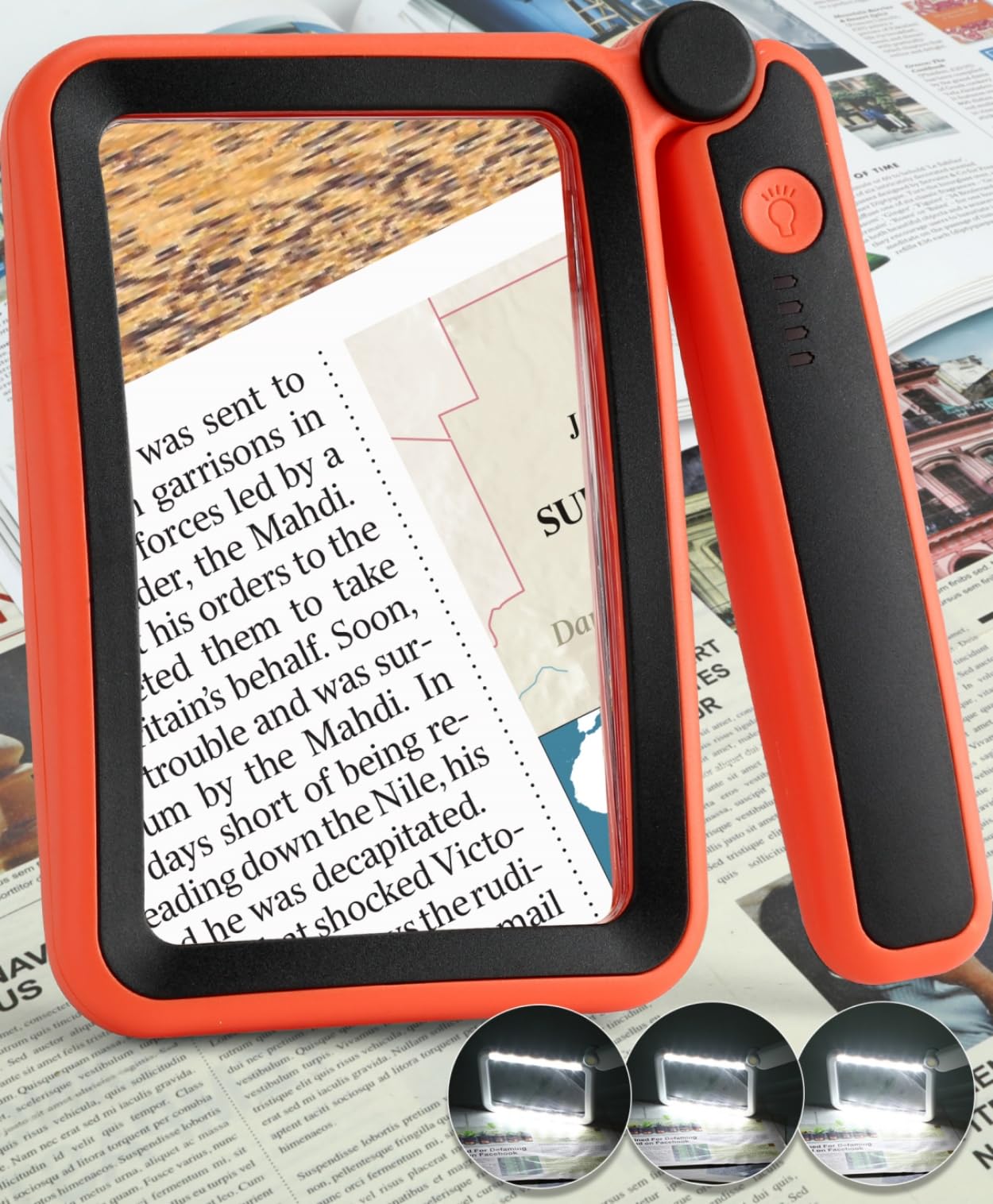 Lupa de lectura para libros, naranja-negro