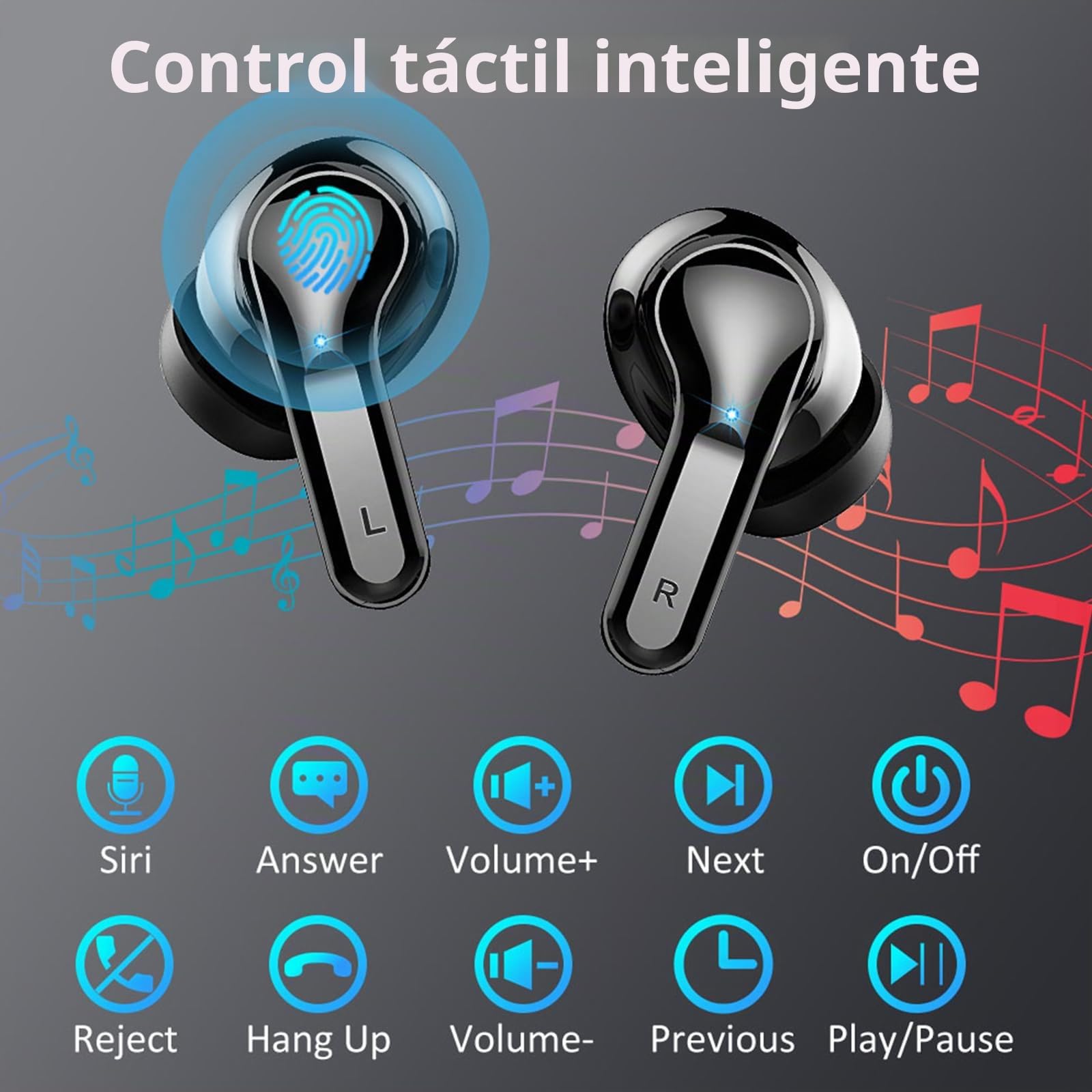 Auriculares Inalámbricos Bluetooth, 2026 Cascos Inalambricos Bluetooth 5.4 HiFi Estéreo con 4 ENC Mics, Auriculare Bluetooth con Reducción de Ruido, 48H Earbuds IP7 Impermeable, USB-C, Pantalla LED