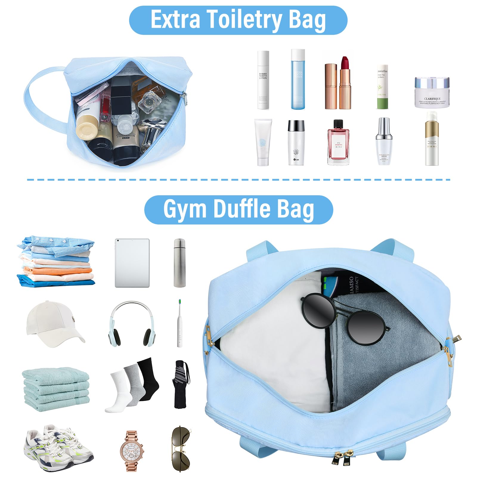 Sport-Turnbeutel für Damen, Sporttasche, Workout-Taschen mit Schuhfach und Nassfach, kleine Damen-Turnbeutel