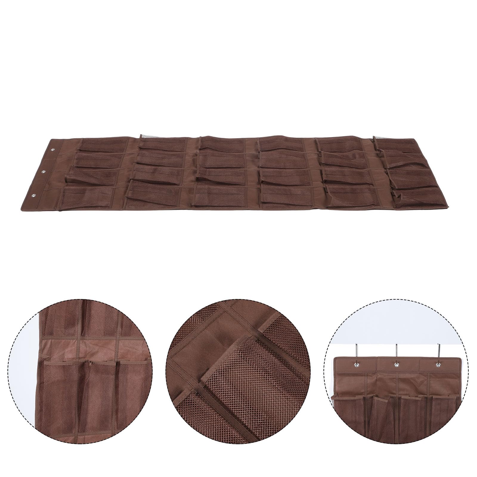Zapatero para colocar sobre la puerta, tela no tejida de 24 unidades, color café, 48 x 168 cm, perfecto para oficina, baño o armario