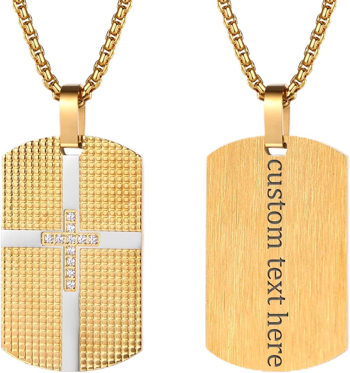 OIDEA Dog Tag Cross Necklace for Men: Military Dog Tag Chain Cross Inlaid with Zircon Stainless Steel Men's Necklaces Religious Jewelry Gift