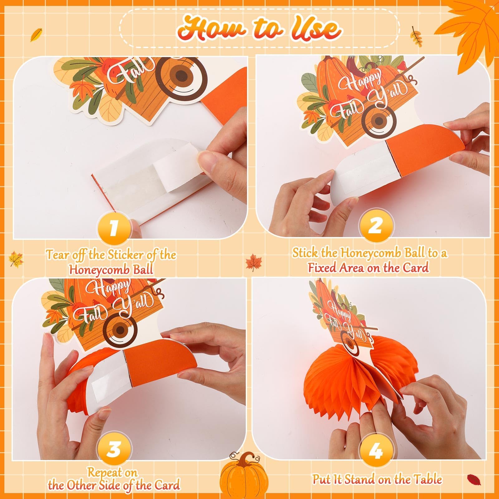 JULMELON Thanksgiving Table Decorations - 8pc 3D Honeycomb Centerpieces For Fall Parties