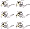 Gobrico 10 Pack Satin Nickel Passage Door Lever Handles Without Locking, Hallway/Closet Wave Style Heavy Duty Interior Door Knobs