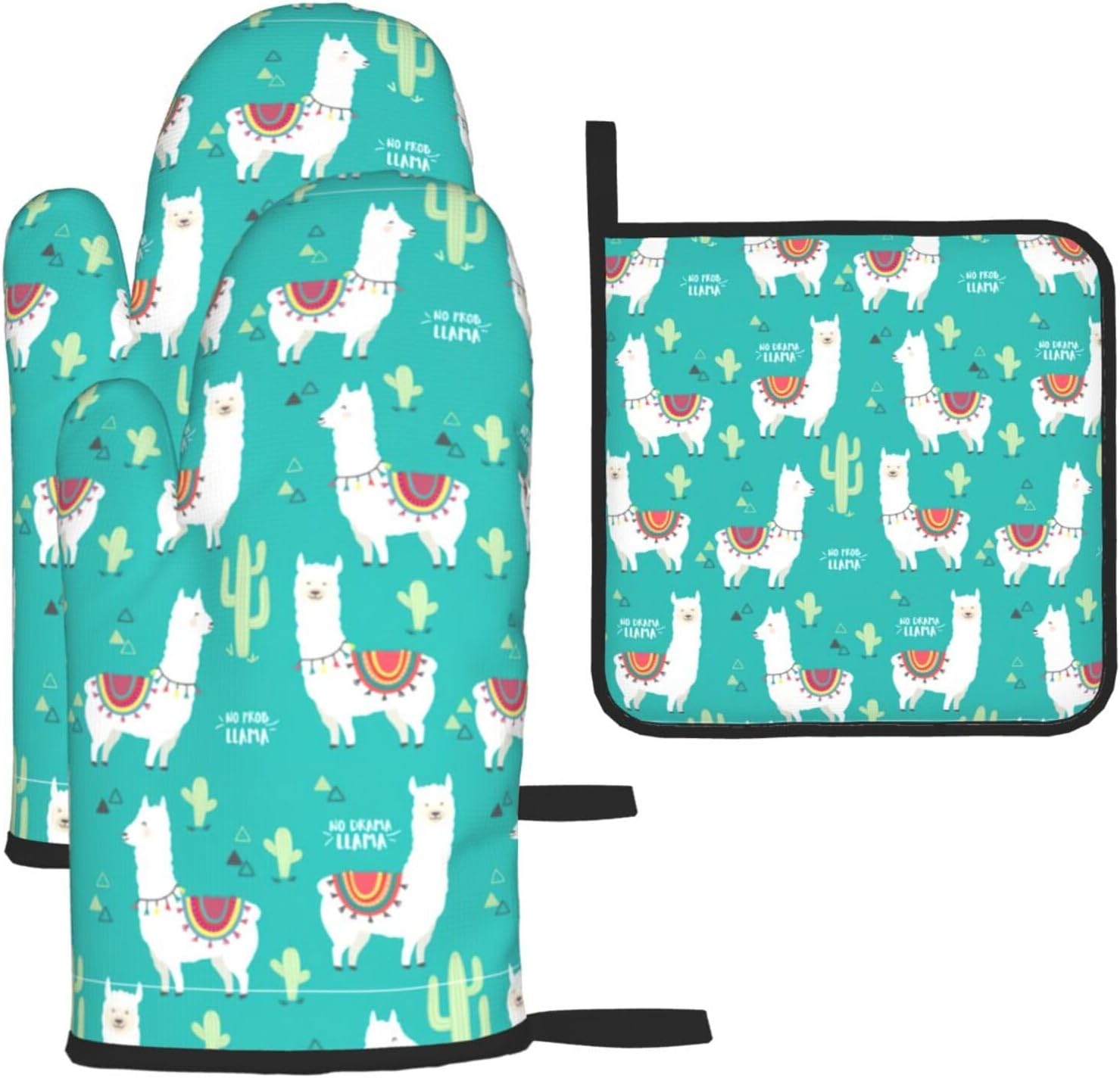 Indian Alpaca Print Heat Resistant Microwave Gloves, Used for Baking, Cooking, and Fashion Kitchen Essentials