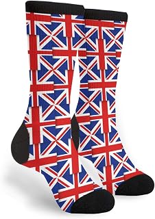 351 Women Men Walking Socks British Flag Plaid Athletic Socks Casual Athletic Crew Socks Super Soft Hiking Socks For Hiking Climbing Cycling