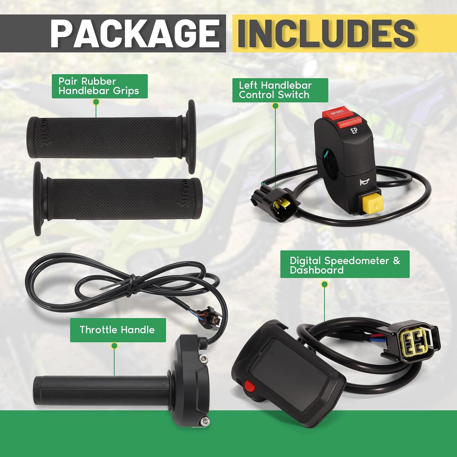 Throttle Control Grip Set with Digital Speedometer & Brake Safety Switch Compatible with Surron Light Bee LBX/LBS Electric Dirt Bike