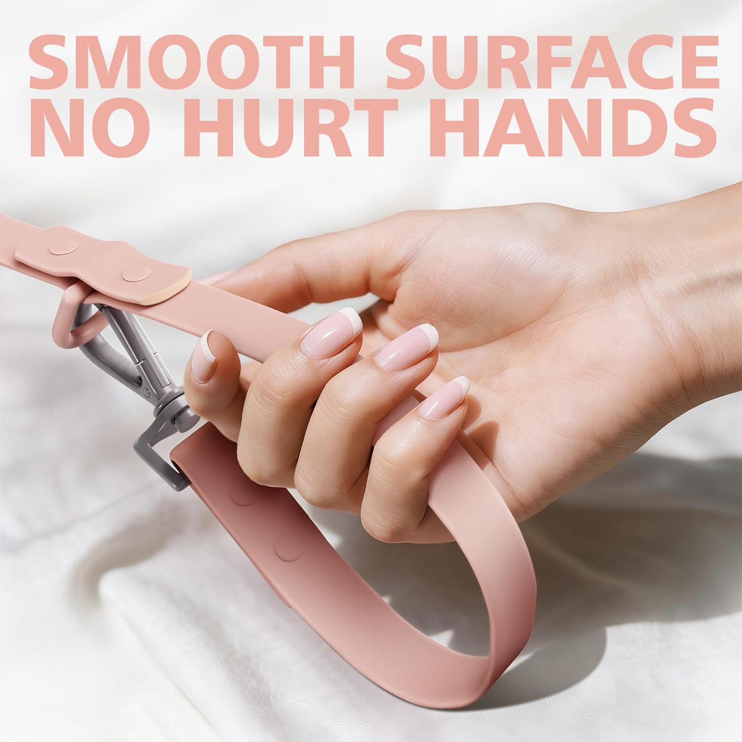 Waterproof Dog Leash, Easy to Clean, Pink PVC Leash with Multifunctional Dual Hooks, Adjustable 3ft-6ft for Walking, Heel Training, Swimming (Blush Pink)
