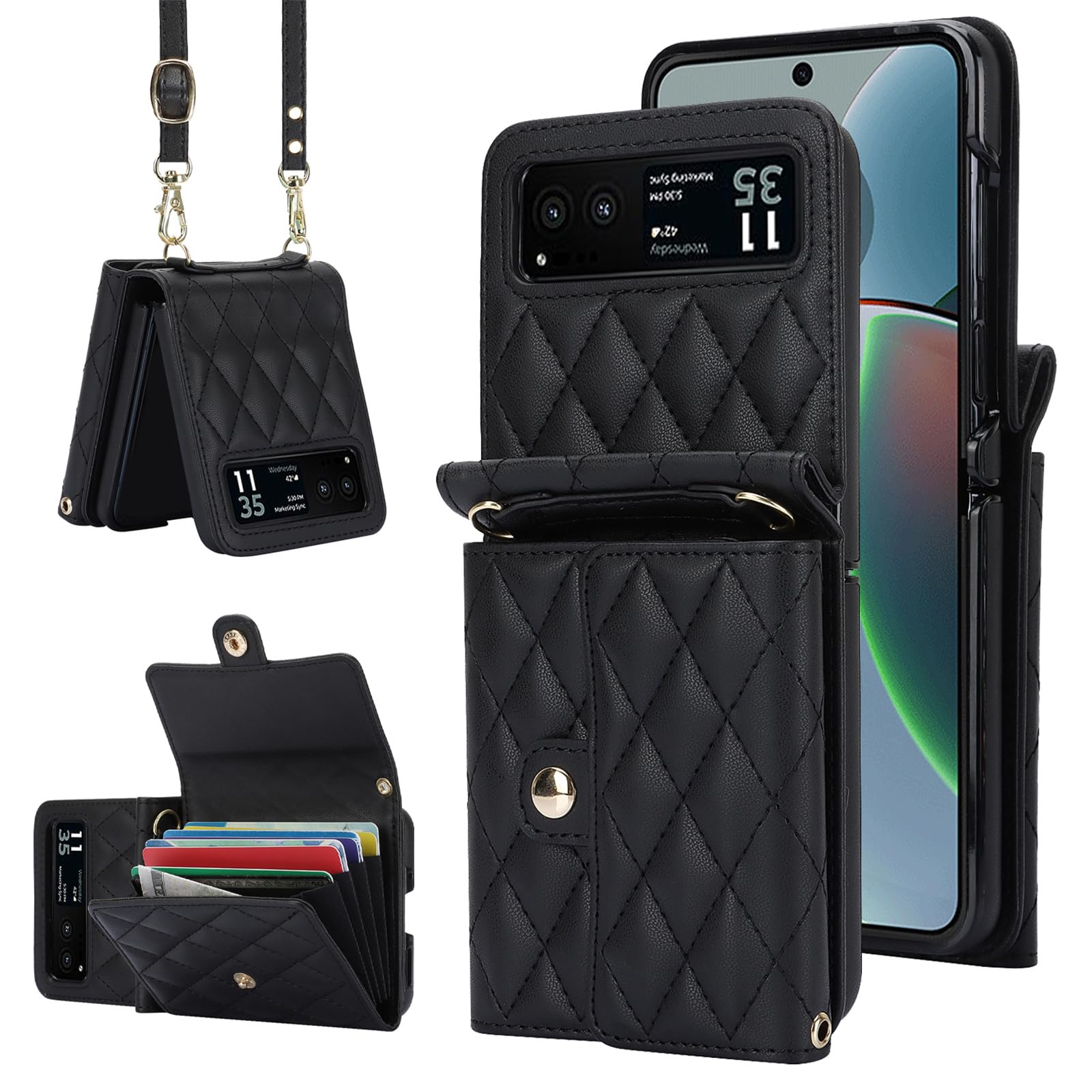 ブラックレザーケース Amazon.com: XYX Case for Moto Razr 40 with Card Holder, Black