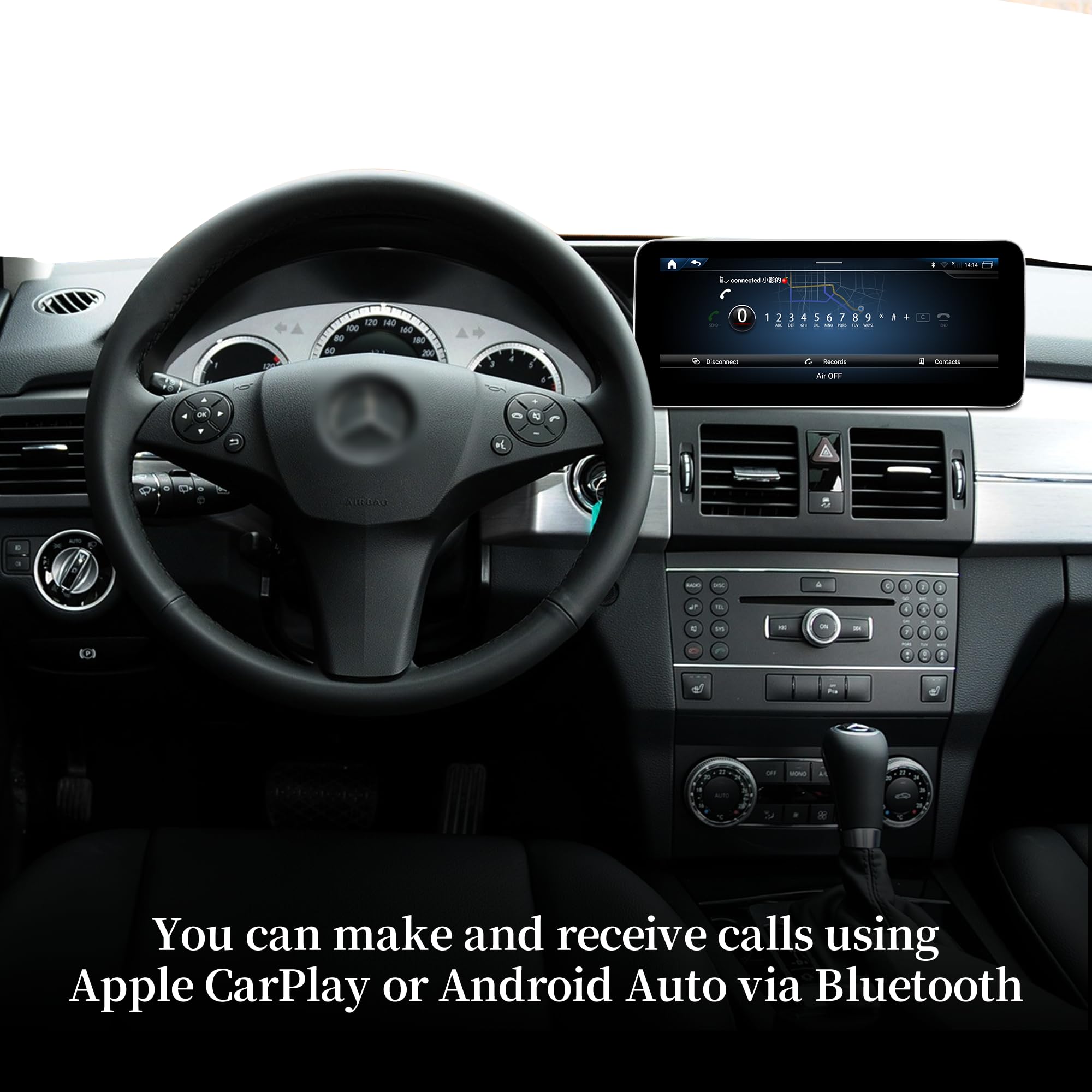 12,3-calowy ekran Linux Upgrade do Mercedes NTG 4.0 GLK X204, Wireless CarPlay i Android Auto, lustrzane odbicie ekranu, kamery pojazdów
