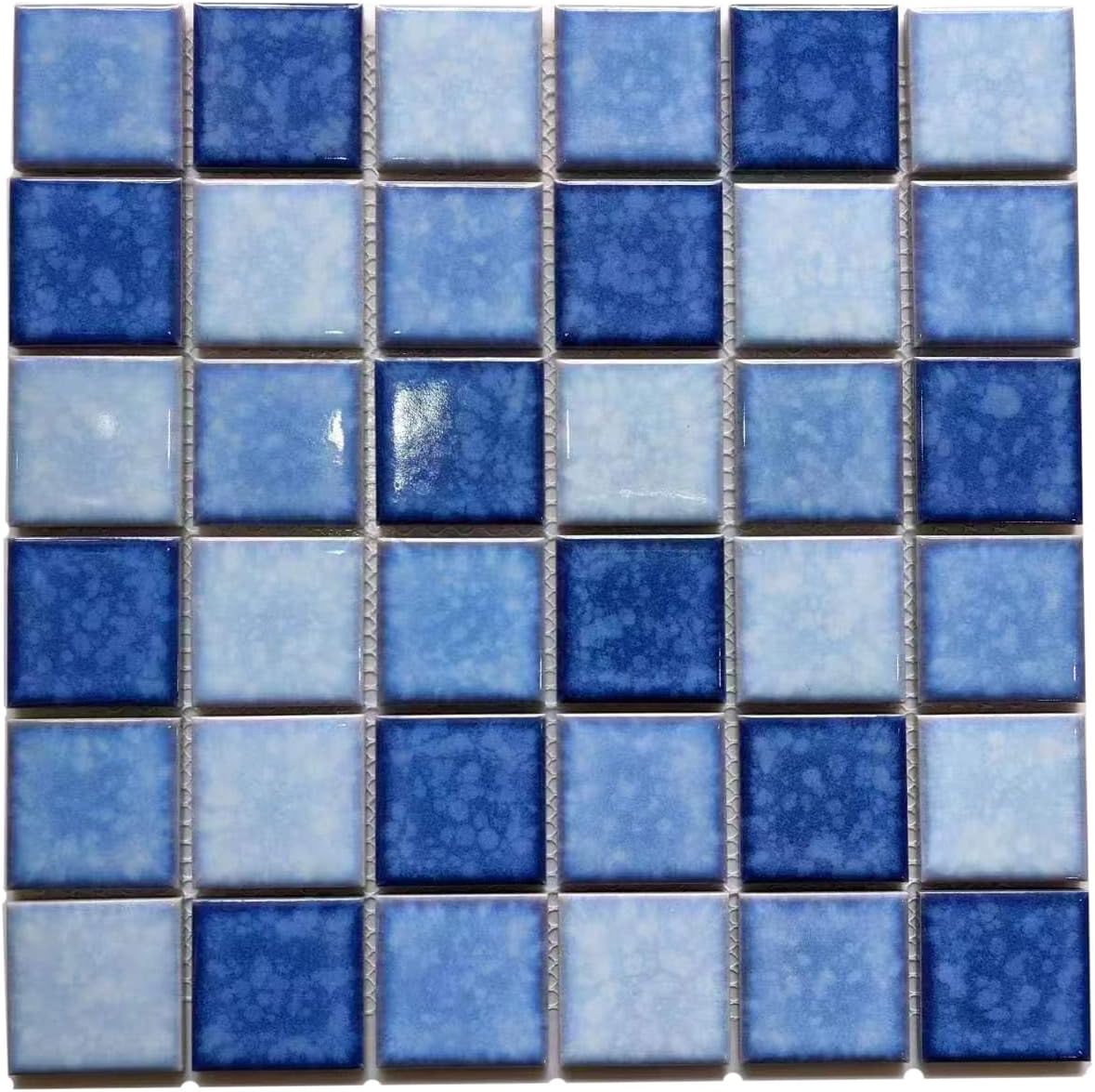 Monet Blue 12 in. x 12 in. Square Mosaic Glazed Porcelain Decorative Pool Tile (Gray)