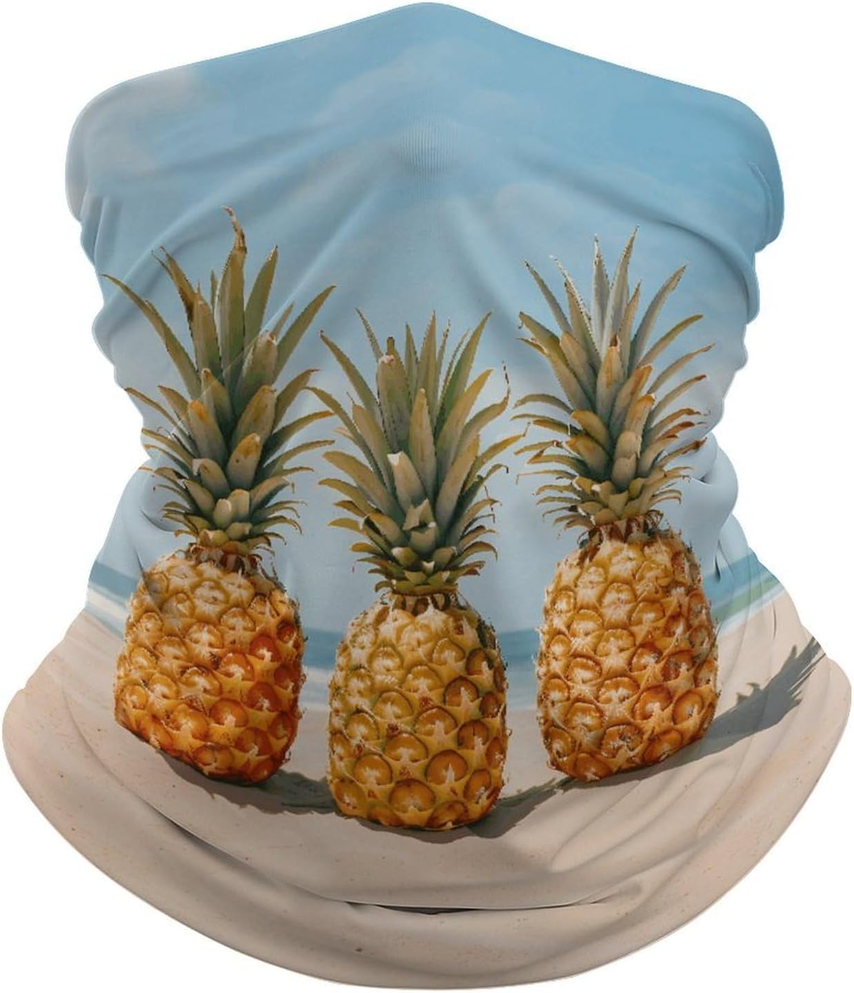 Ocean Beach Pineapples Neck Gaiter Bandana Windproof Breathable Face Mask Cover Face Cover Cold Weather Gator Scarf Winter Neck Warmer Gaiter Half Balaclava Scarf Mask for Men Women