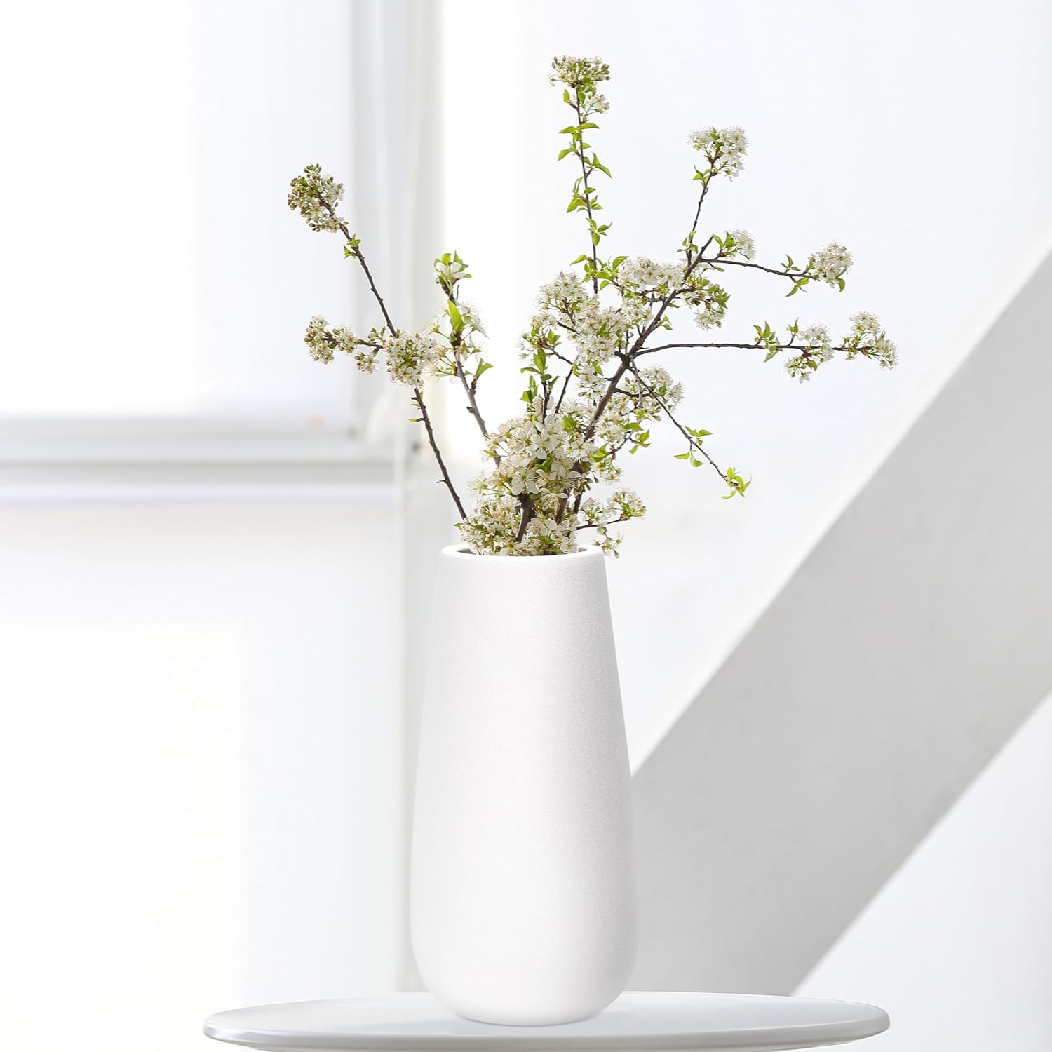 D'vine Dev 12 Inch Ivory Elegant Oval Ceramic Vase for Flowers, Home Décor Vase with Design Box, VS-LD-C-2 - Image 3