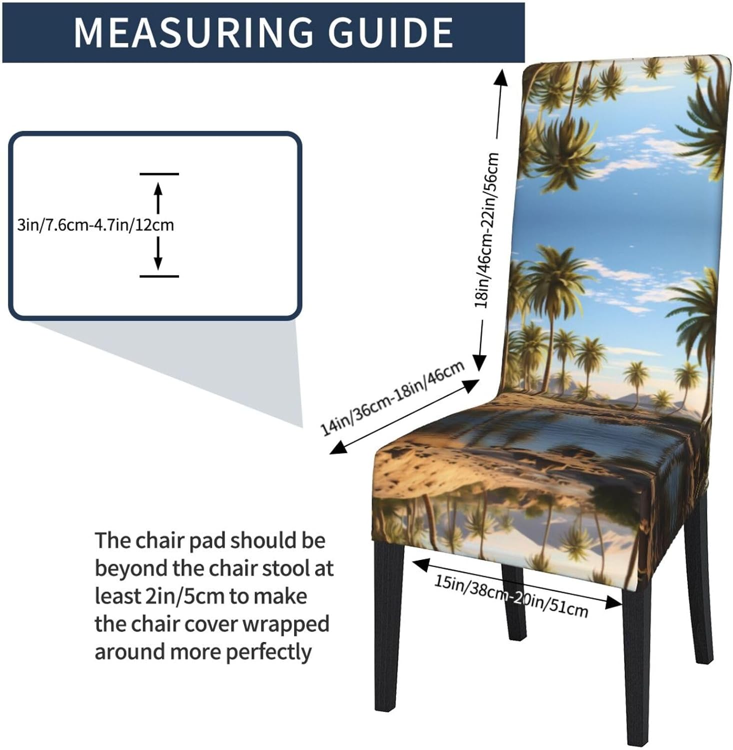 Group of Palm Trees Prints Protection Cover for Dining Chair - Stretchable Chair Throw Covers for Dining Room, Hotel Event Party