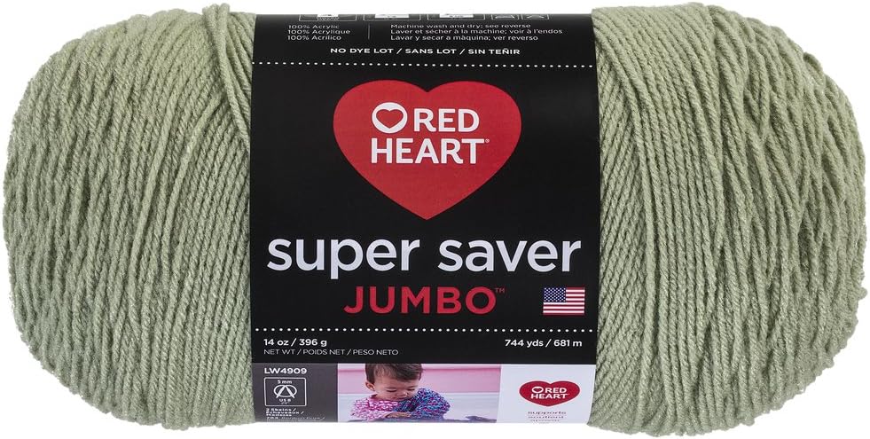 Red Heart Super Saver Jumbo Yarn, Frosty Green