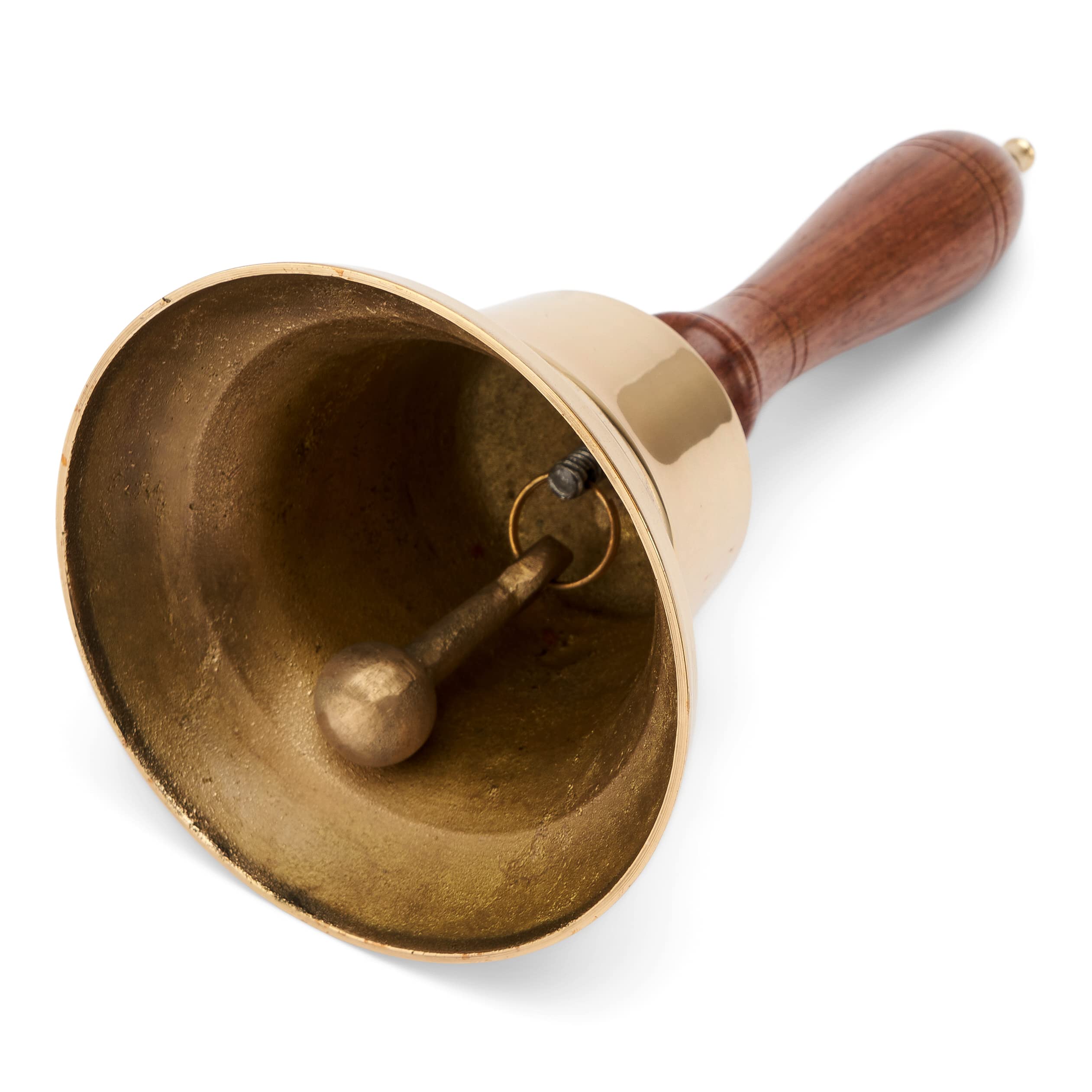 NKlaus 11580 Maritime Brass Table Bell with Wooden Handle 22 cm High Hand Bell, Yellow - Image 2