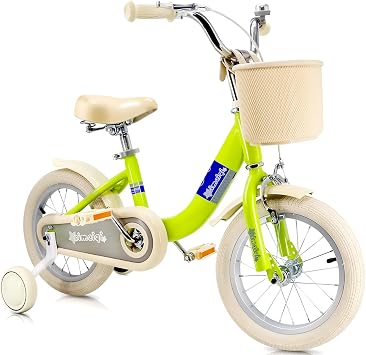 14/16/18 Inch Kids Bike for Girls & Boys, Children's Bicycle with Stabilisers, Kickstand, Handbrake, Coaster Brake, Basket & Bell - Ideal for Ages 3-12 Years