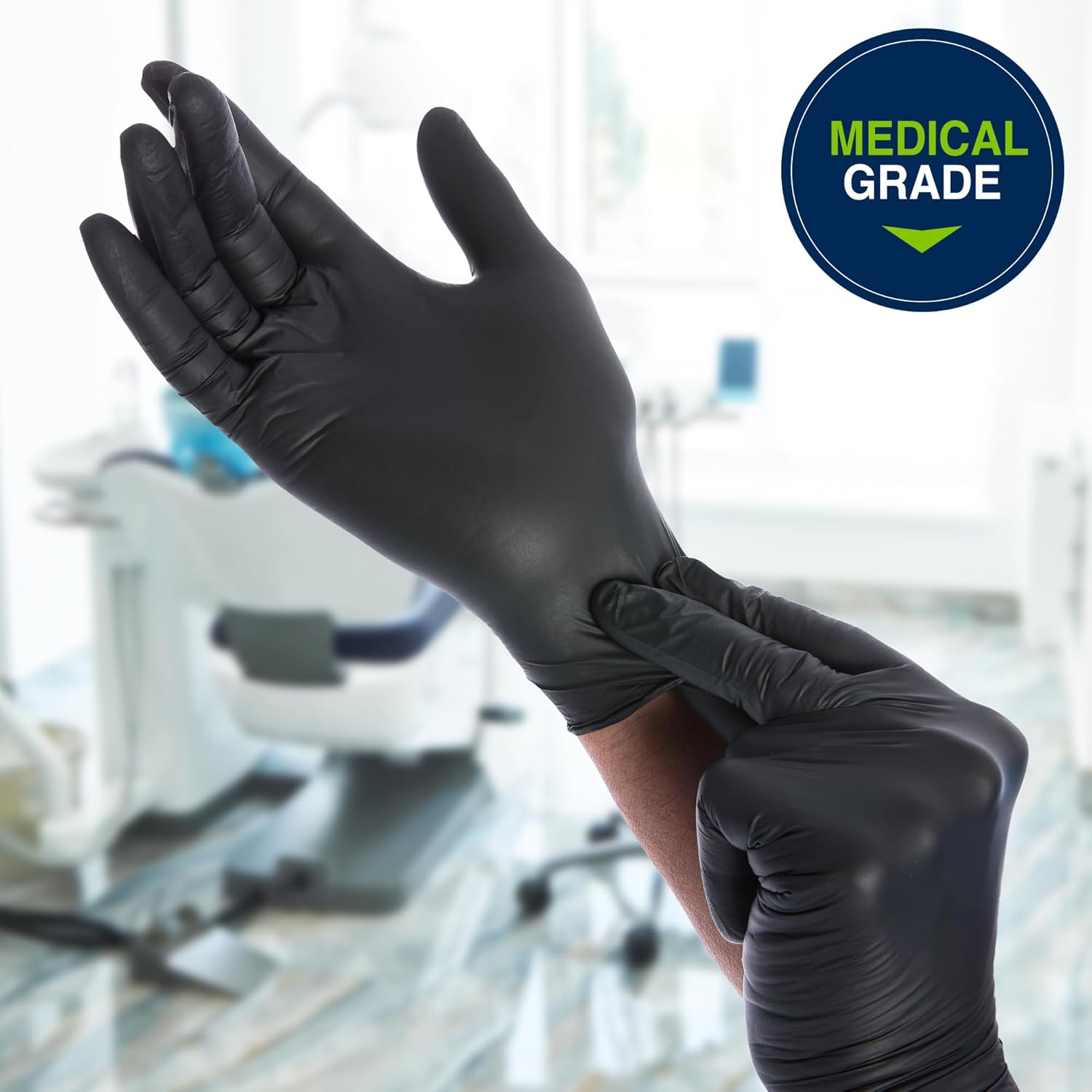 HALYARD Black Disposable Nitrile Exam Gloves Powder Free Medical, Dental, Cleaning, Tattoo