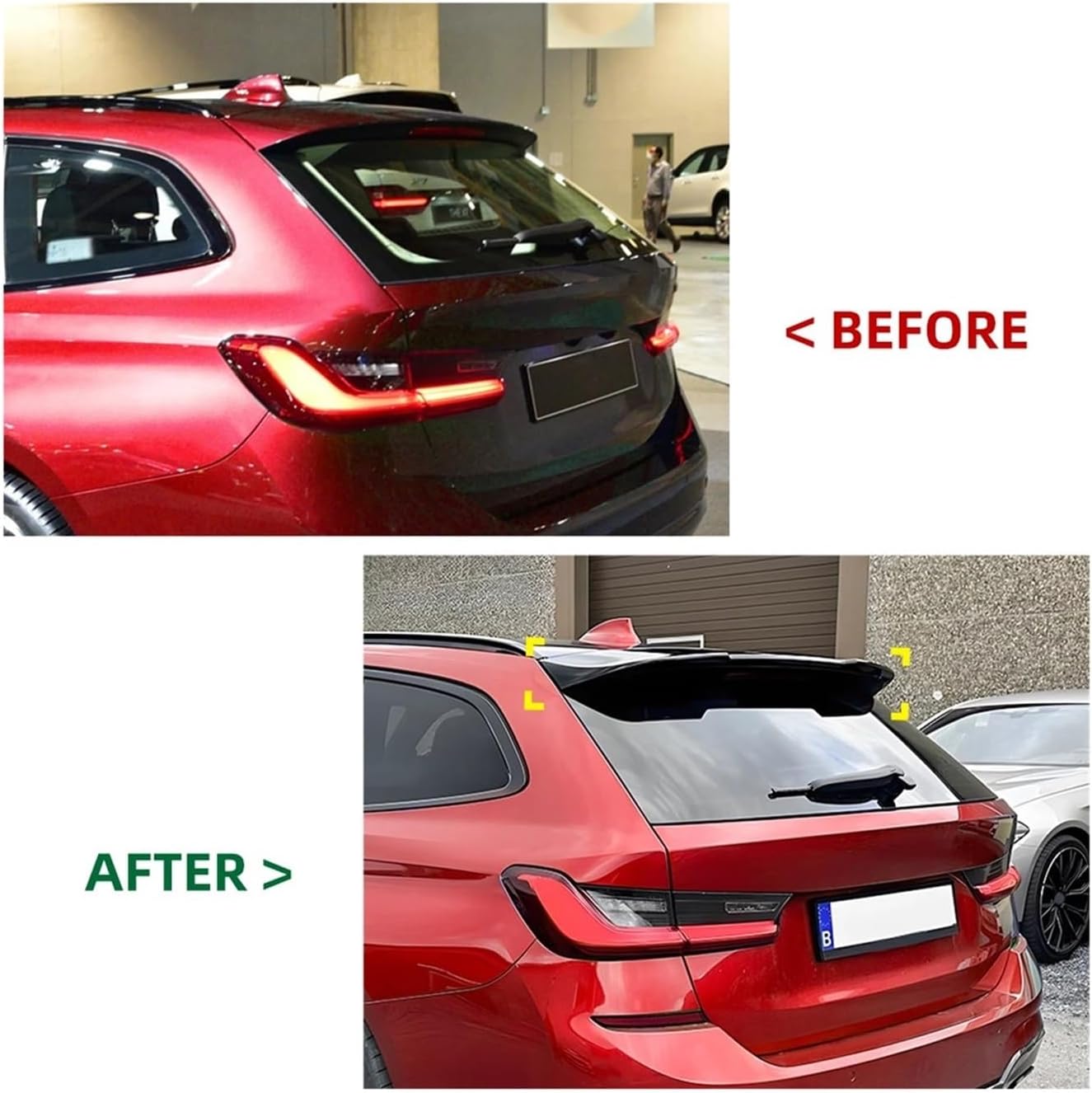Car Roof Trunk Wing Top Tail Wing Fixed Wind Wing Spoiler Splitter Exterior Guard Cover Compatible for BMW 3 Series Touring G21 2019+ MP(Carbon Look)