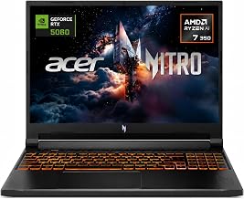 Acer Nitro V 16 AI WUXGA 180Hz IPS Gaming Laptop, Ryzen AI 7 350, NVIDIA RTX 5060 with 8GB GDDR7 VRAM, 16GB DDR5 RAM, 2TB PCIe Gen4 SSD, Copilot PC Laptop, Win 11