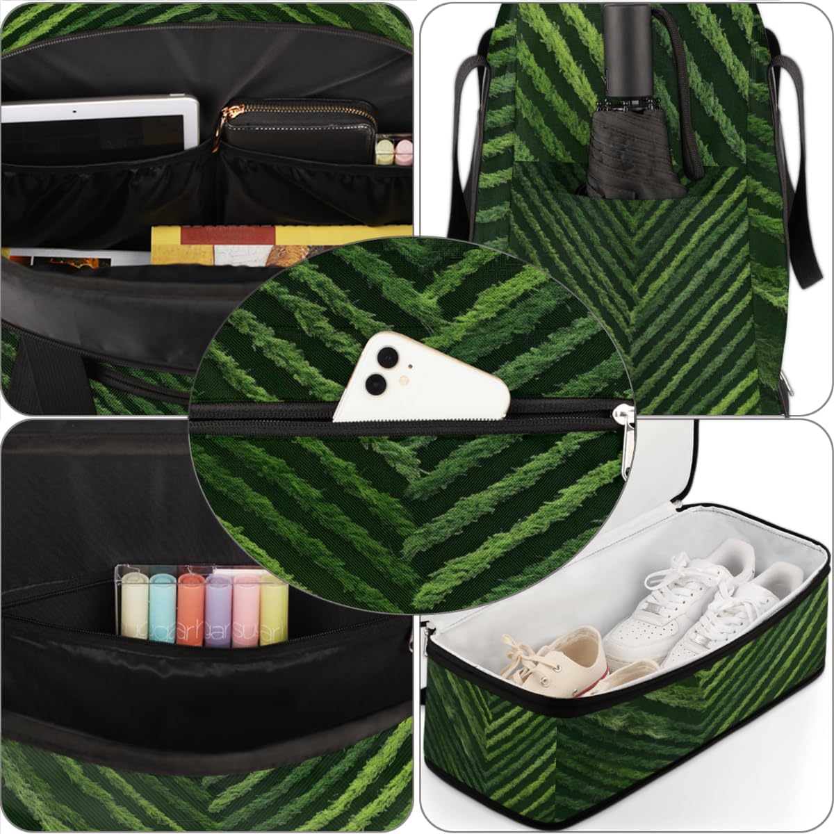 QsirBC Plant Funny Design Gym Bag for Women Duffle Tote with Shoes Compartment Men Weekender Duffel for Dance Travel Sports Swimming Overnight