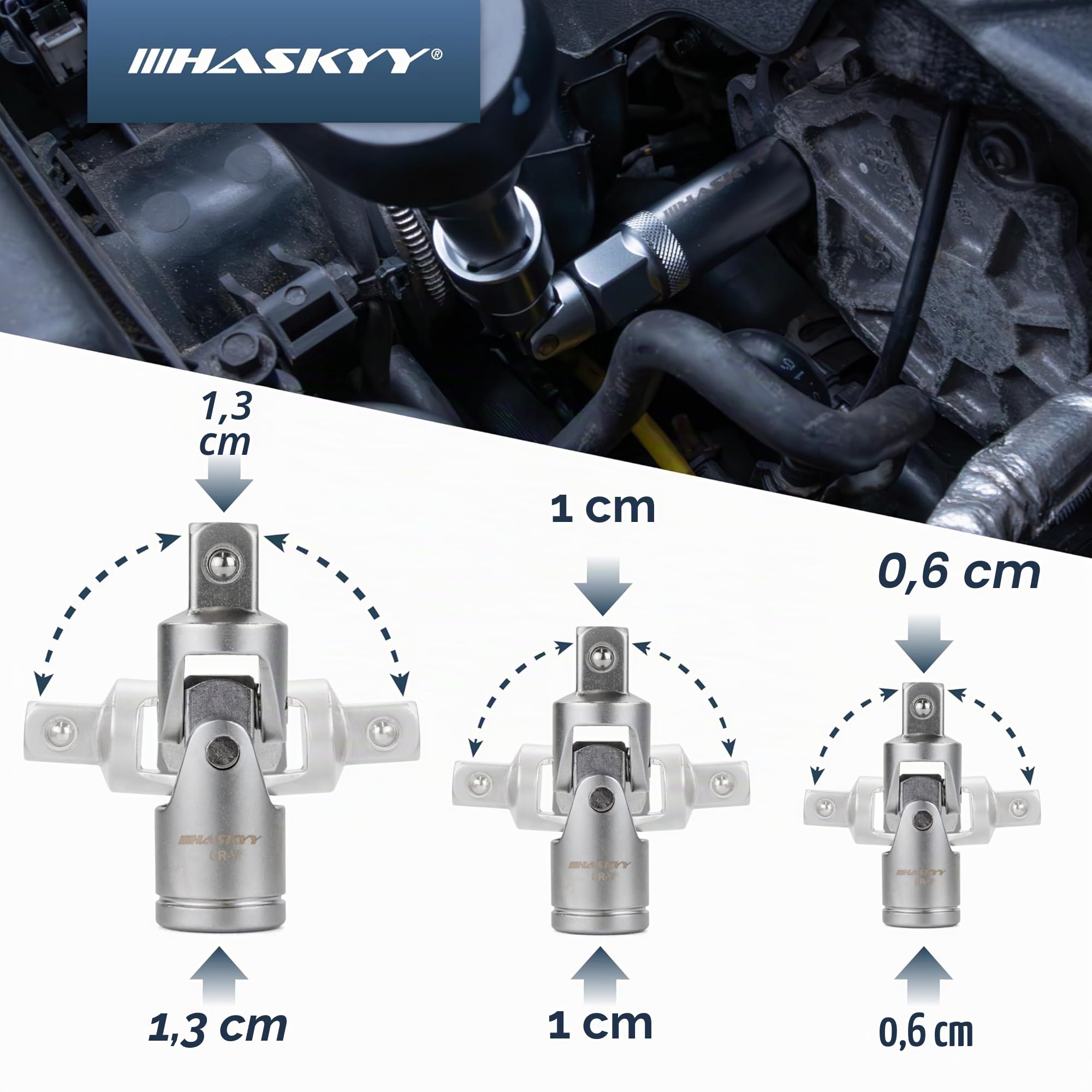 HASKYY Kit di prolunga per chiave a bussola 1/4 3/8 1/2" cricchetto a cricchetto adattatore di estensione per giunto cardanico set dado