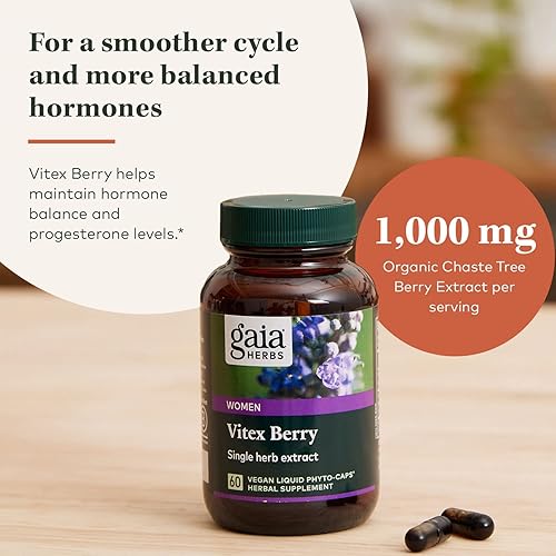 Miniatura 4 de Gaia Herbs Vitex Berry (árbol casto) Apoya el equilibrio hormonal y la fertilidad para las mujeres 60 cápsulas veganas y salud hepática