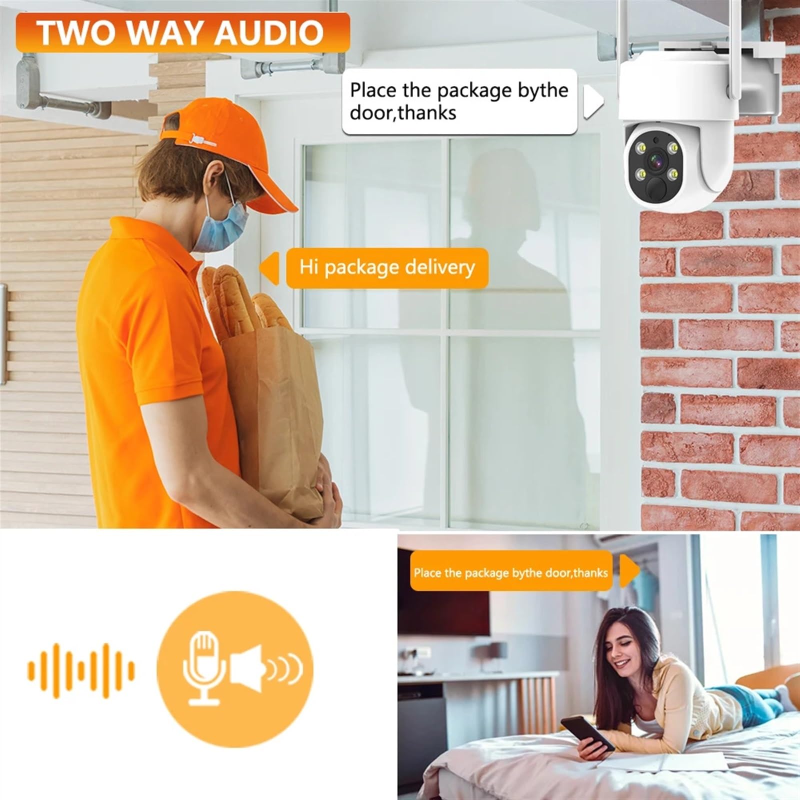 Caméra de sécurité, 5MP Solaire caméra 10800mAh Batterie PTZ Surveillance caméras IP sans Fil PIR Suivi Humain CCTV HD étanche extérieure(Cam 128GB)