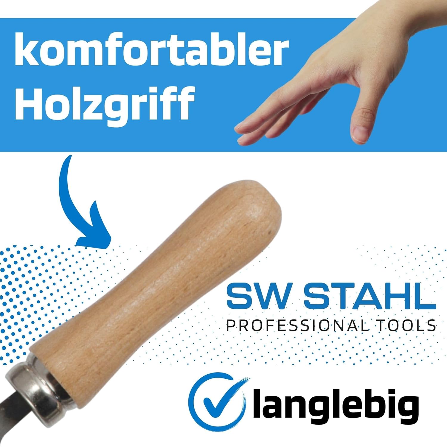 SW-Stahl 90902SB Workshop File Set, 5 Pieces, 300 mm, Workshop File Set, File Set for Metal, Wooden Handle