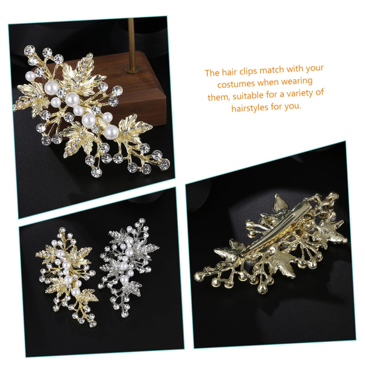 FRCOLOR 5 Sets Braut Haarschmuck Strass Haarspangen Hochzeit Haar Blatt Stück Haarschmuck Für Frauen Gold 2 Stück * 5