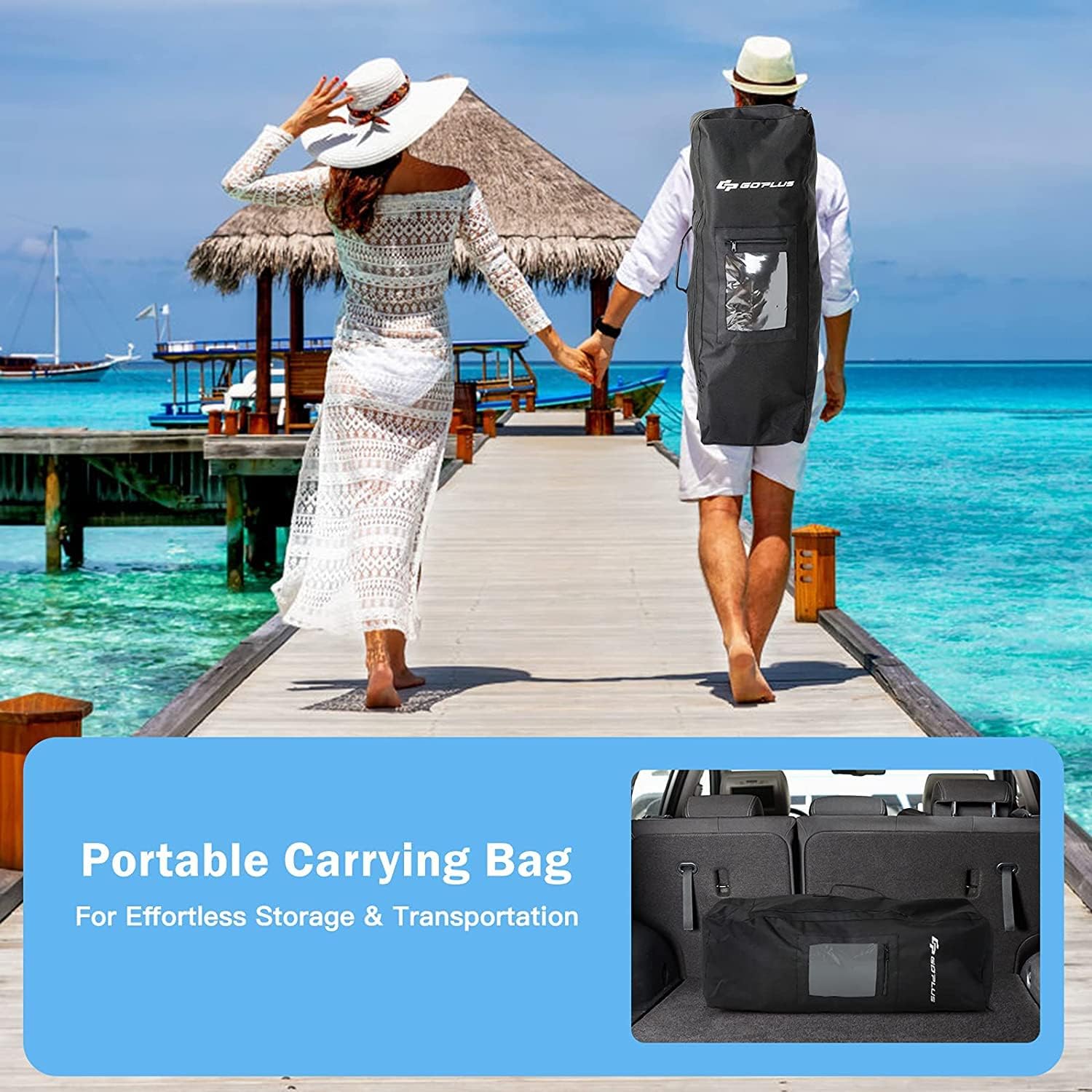 Goplus Inflatable Stand Up Paddle Board Package Includes Adjustable Travel Paddle Fin Pump Carry Backpack