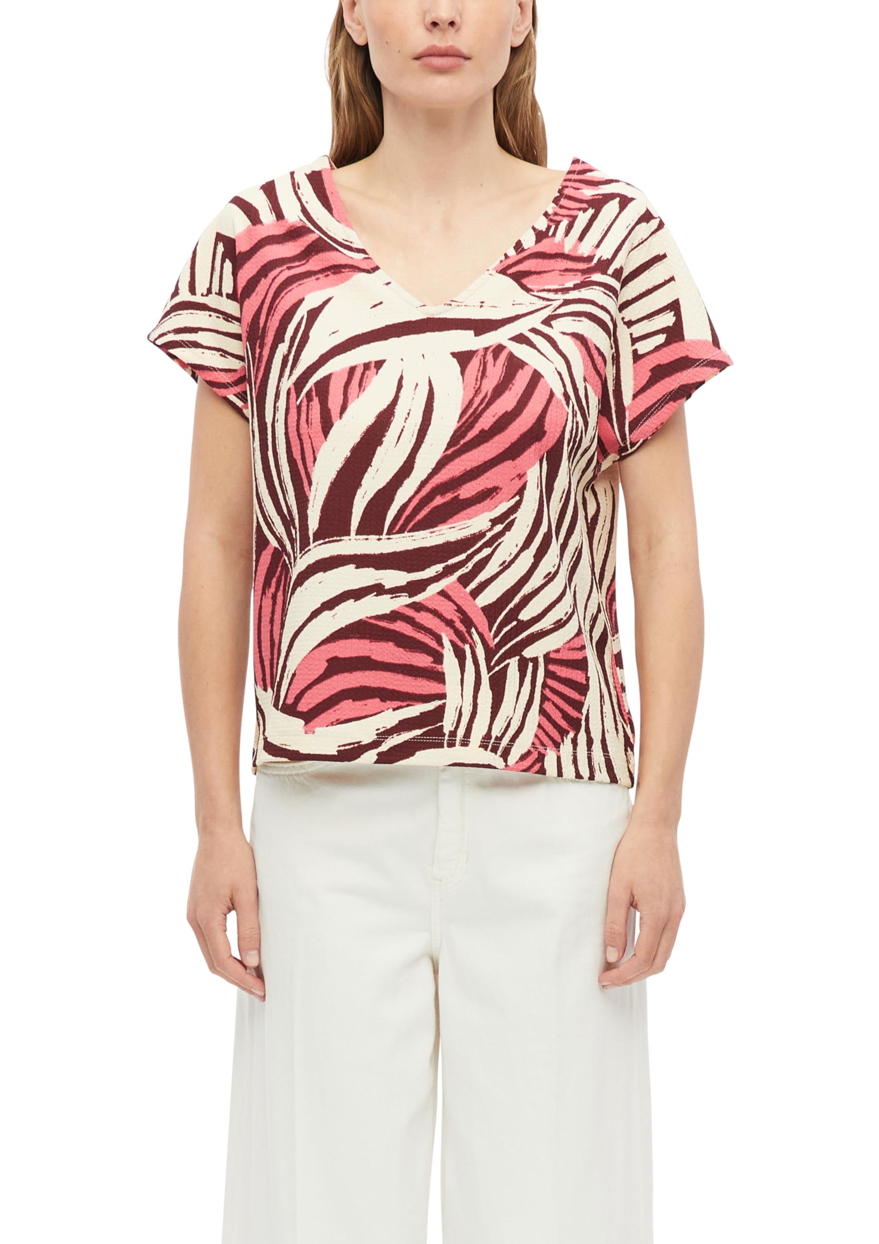 s.Oliver Women's 2178640 V-Neck T-Shirt (Pack of 1), Pink, 12