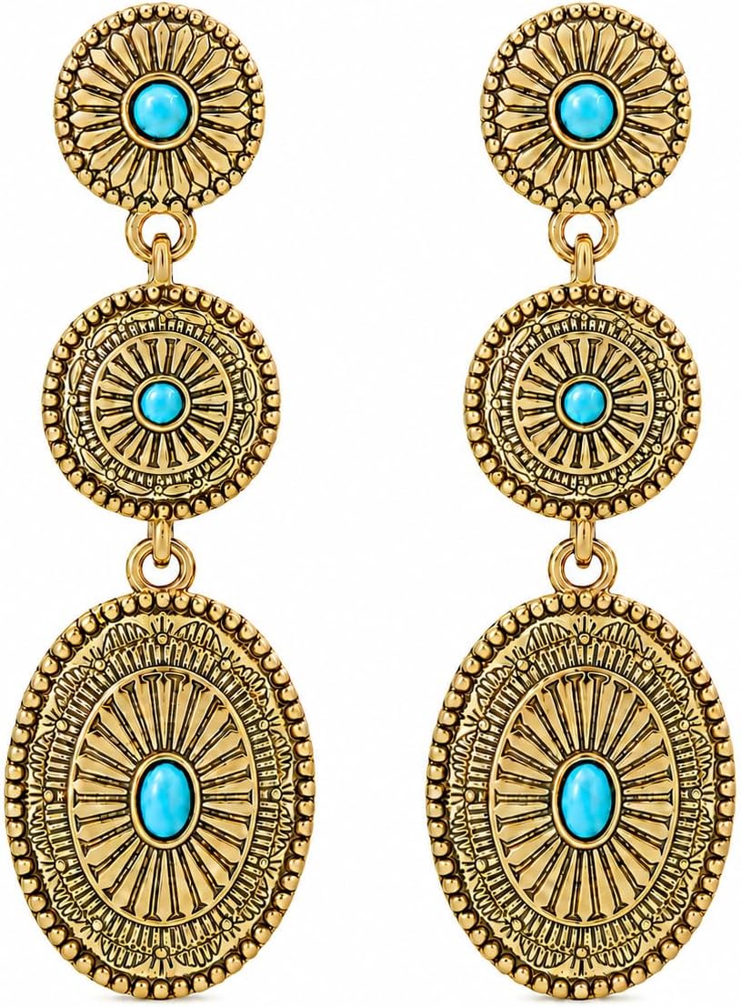 Gold Western Earrings Country Concert Outfits for Women Concho Jewelry