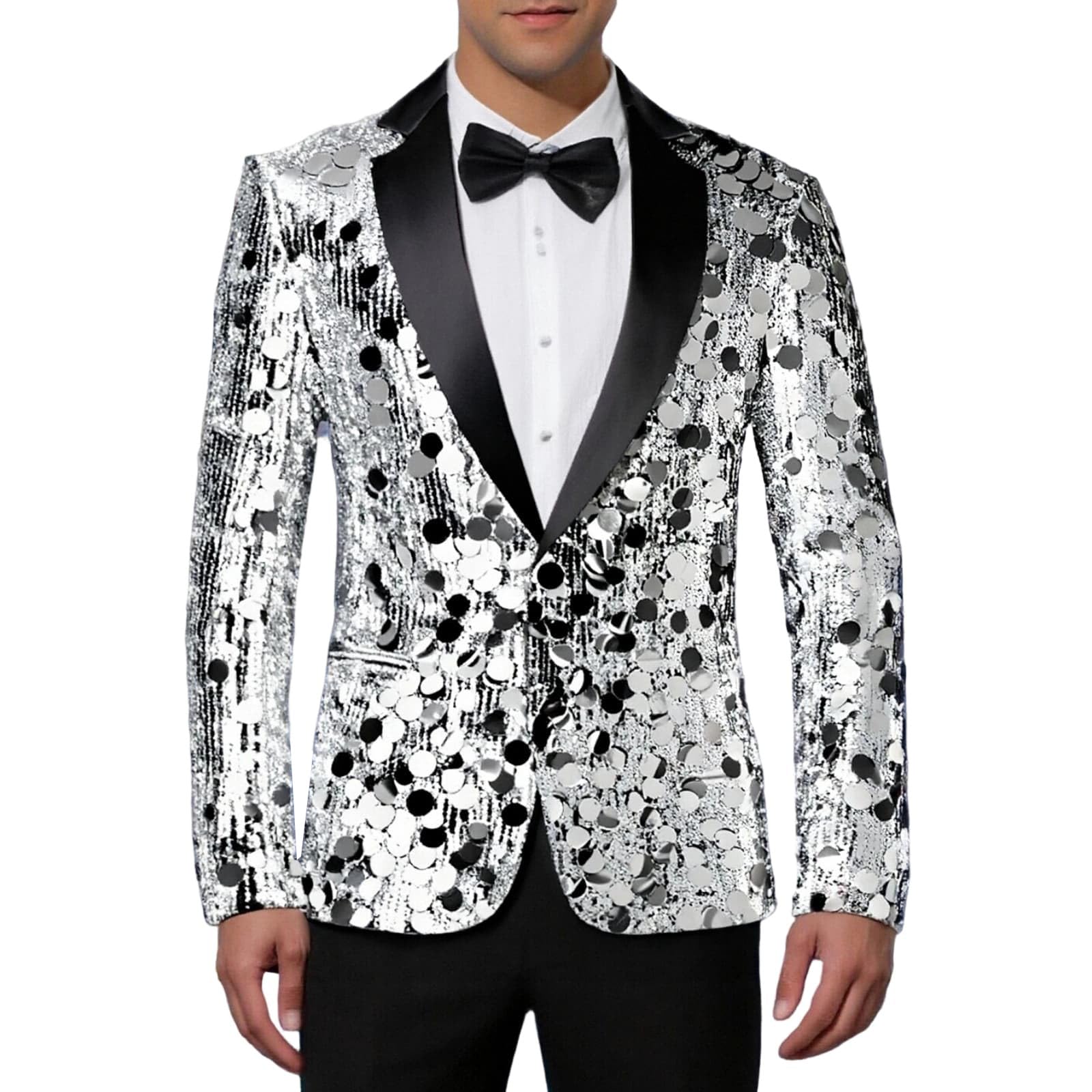Generico Giacca con Glitter Uomo,Giacca Moderna per Abbigliamento da Lavoro E Occasioni Formali con vestibilità su Misura E Design Classico