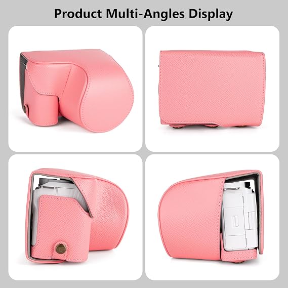 MUZIRI KINOKOO Camera Case for Sony ZV-E10 II, PU Leather Protective Case for Sony Alpha ZV-E10 II/ZVE10 II Camera with 16-50mm Lens - Removable Case with Shoulder Strap & Storage Pocket - Pink