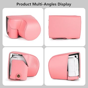 MUZIRI KINOKOO Camera Case for Sony ZV-E10 II, PU Leather Protective Case for Sony Alpha ZV-E10 II/ZVE10 II Camera with 16-50mm Lens - Removable Case with Shoulder Strap & Storage Pocket - Pink