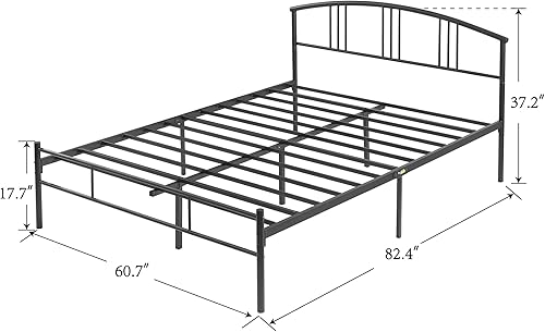 Miniatura 83 de VECELO Base de cama de tamaño individual con cabecera y estribo, base de colchón de plataforma metálica, listones de acero resistente, no necesita