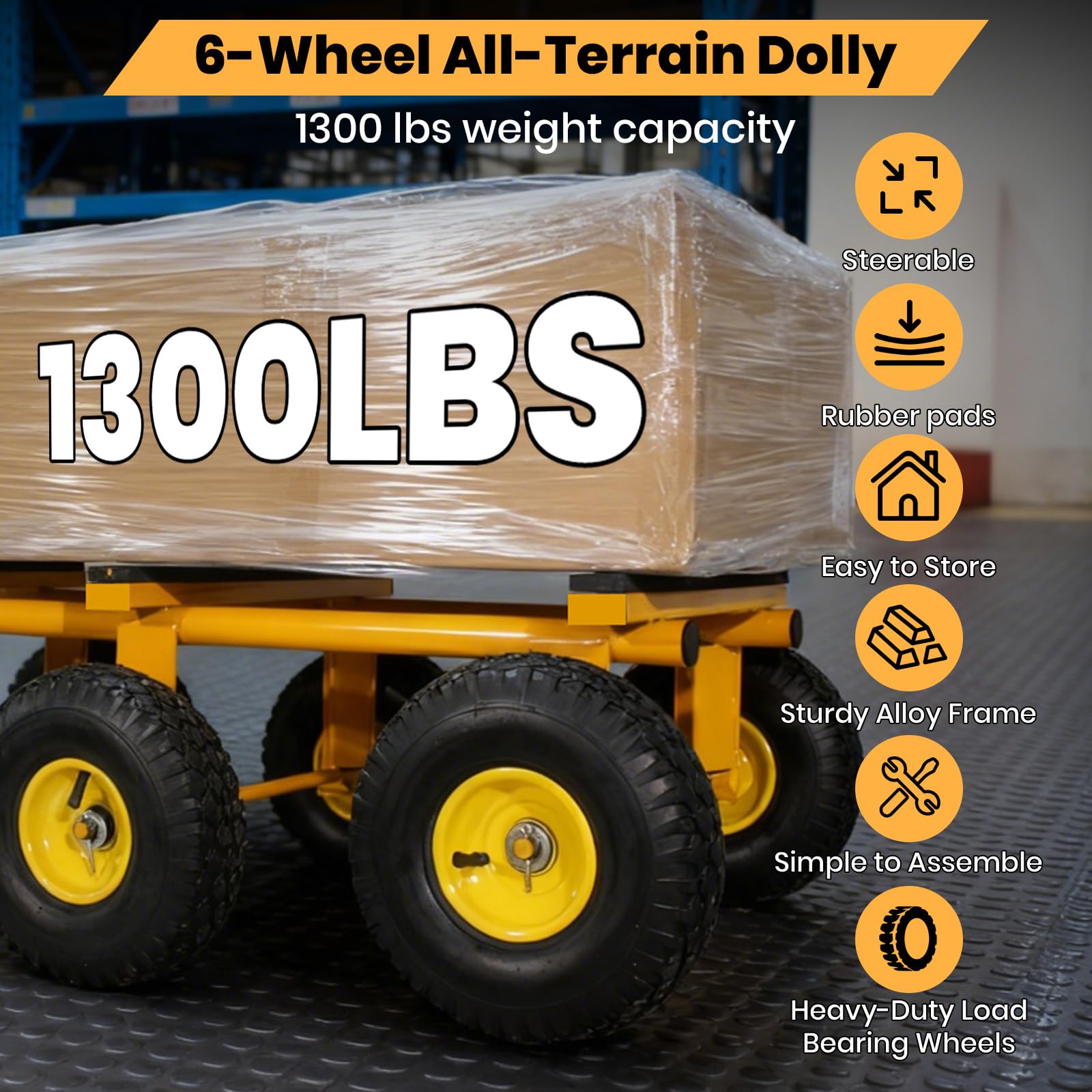 Heavy Duty 6 Wheel Dolly - 1300 lbs Capacity -3 Heavy Duty 6 Wheel Dolly - 1300 lbs Capacity -3