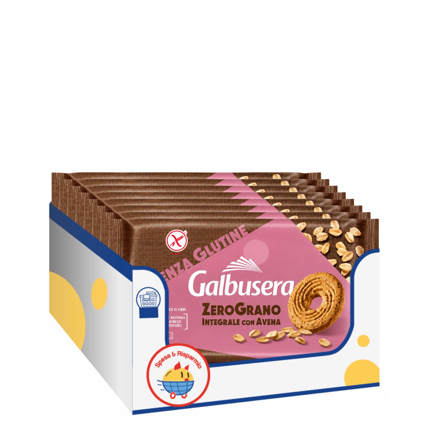 Biscotti Senza Glutine Integrali 220g ZeroGrano con Avena Snack Salutare Variazioni 4/8/12 Confezioni (12 PEZZI)