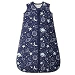 Unnivoll Baby Sleep Sack 0-6 Months TOG 2.5 Winter Baby Wearable Blanket, 100% Cotton Toddler Sleeping Sack with 2-Way Zipper Warm Soft Blue Planet