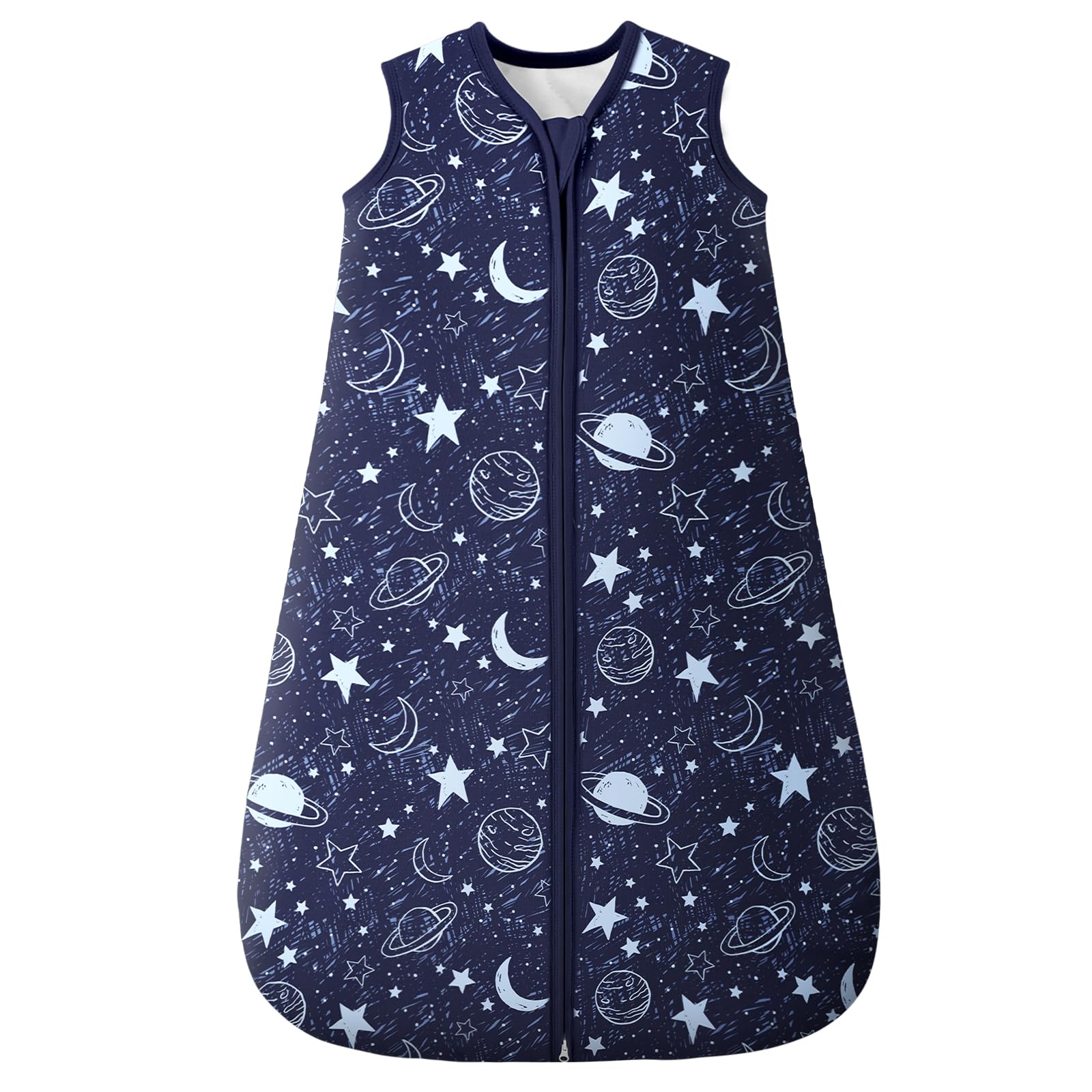 Unnivoll Baby Sleep Sack 6-12 Months TOG 2.5 Winter Baby Wearable Blanket, 100% Cotton Toddler Sleeping Sack with 2-Way Zipper Warm Soft Blue Planet